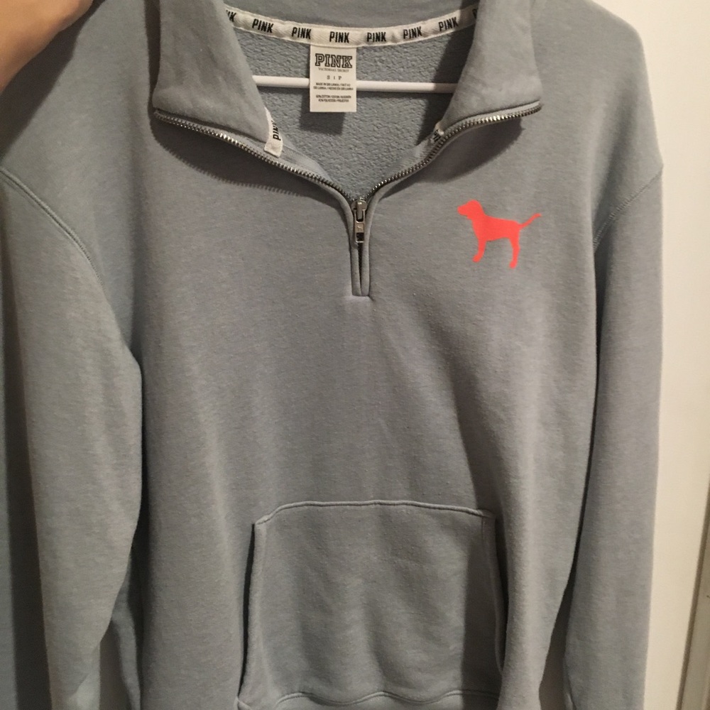 🐕💖Victoria’s Secret PINK Grey Quarter Zip💖🐕